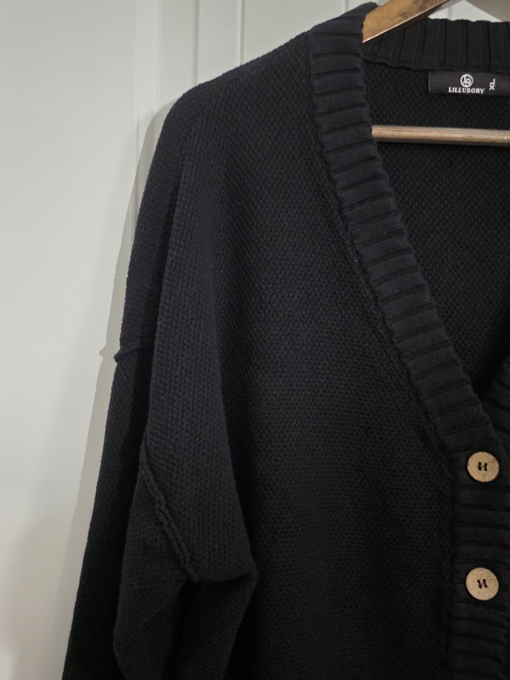 LILLUSORY Black Oversized Button Front Cardigan Sweater XL - Picture 6 of 9